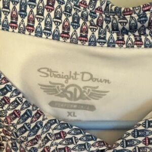 Straight Down Men's Patterned Polo Shirt - Blue and Pink